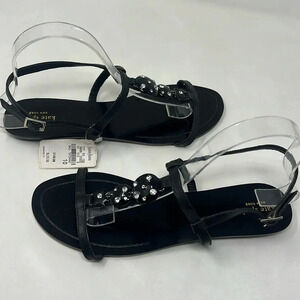 Kate Spade Leather Rhinestone Ankle Buckle T-Strap Sandals Embellishment 10 NWT